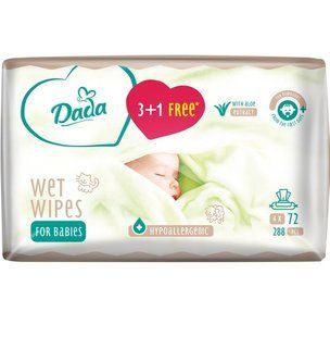 Вологі серветки Dada 3+1 з екстрактом алое 4 х 72 шт. 054084    фото