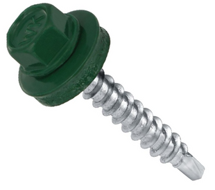 Саморіз з буром в дерево 4,8x35 RAL 6005 (250шт) 010845 фото