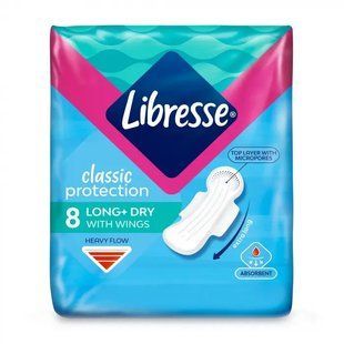 Гігієнічні прокладки Libresse Classic protection long dry, 8 шт 044298 фото