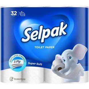 Папір туалетний SELPAK целюлозний 3-х шаровий 32 шт 053682     фото