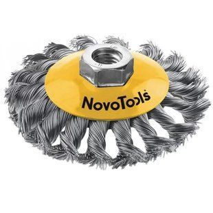 Щітка крацовка конусна NovoTools (125 мм, плетена сталь) (NTBWBB12514ST) 033548    фото