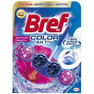 Туалетний блок для унітазу Bref Color aktiv Квіткова свіжість, 50 г х 1 шт 037193    фото