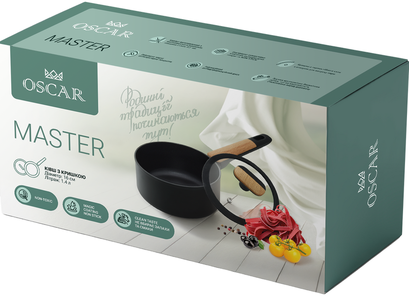 Ківш OSCAR MASTER кришкою 16 см (1.4л) (OSR-4102-16/n) 055903 фото