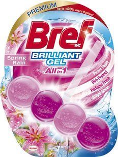 Засіб для чищення унітазу Bref Brilliant Gel All in 1 Весняний дощ, 42 г х 1 шт 042568    фото