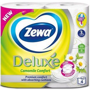 Папір туалетний 3-х шаровий  4шт. Zewa Deluxe Ромашка 047998    фото