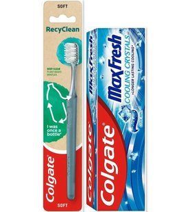 Зубна паста Colgate Max Fresh Cooling Crystals Освіжаюча 75 мл + Щітка Recy Clean 050801    фото