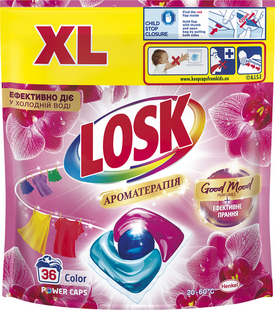Капсули для прання Losk Power Caps Ароматерапія Ефірні масла та аромат Малазійська квітка 36 шт  051274    фото