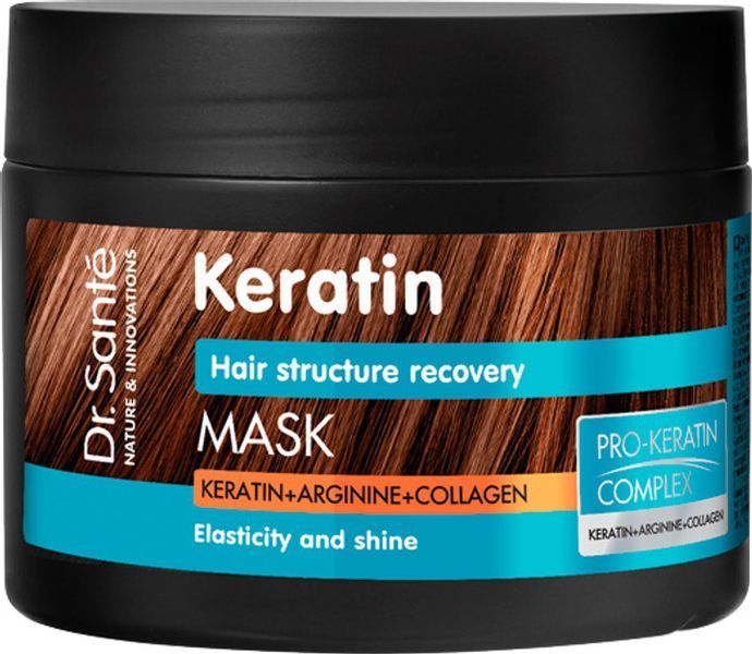 Маска Keratin для сухого та пошкодженого волосся, відновлення та зміцнення 300 мл 040728 фото