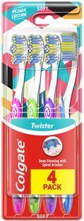Зубна щітка Colgate Twister Глибоке очищення зі спіральними щетинками М'яка 4 шт 049324    фото